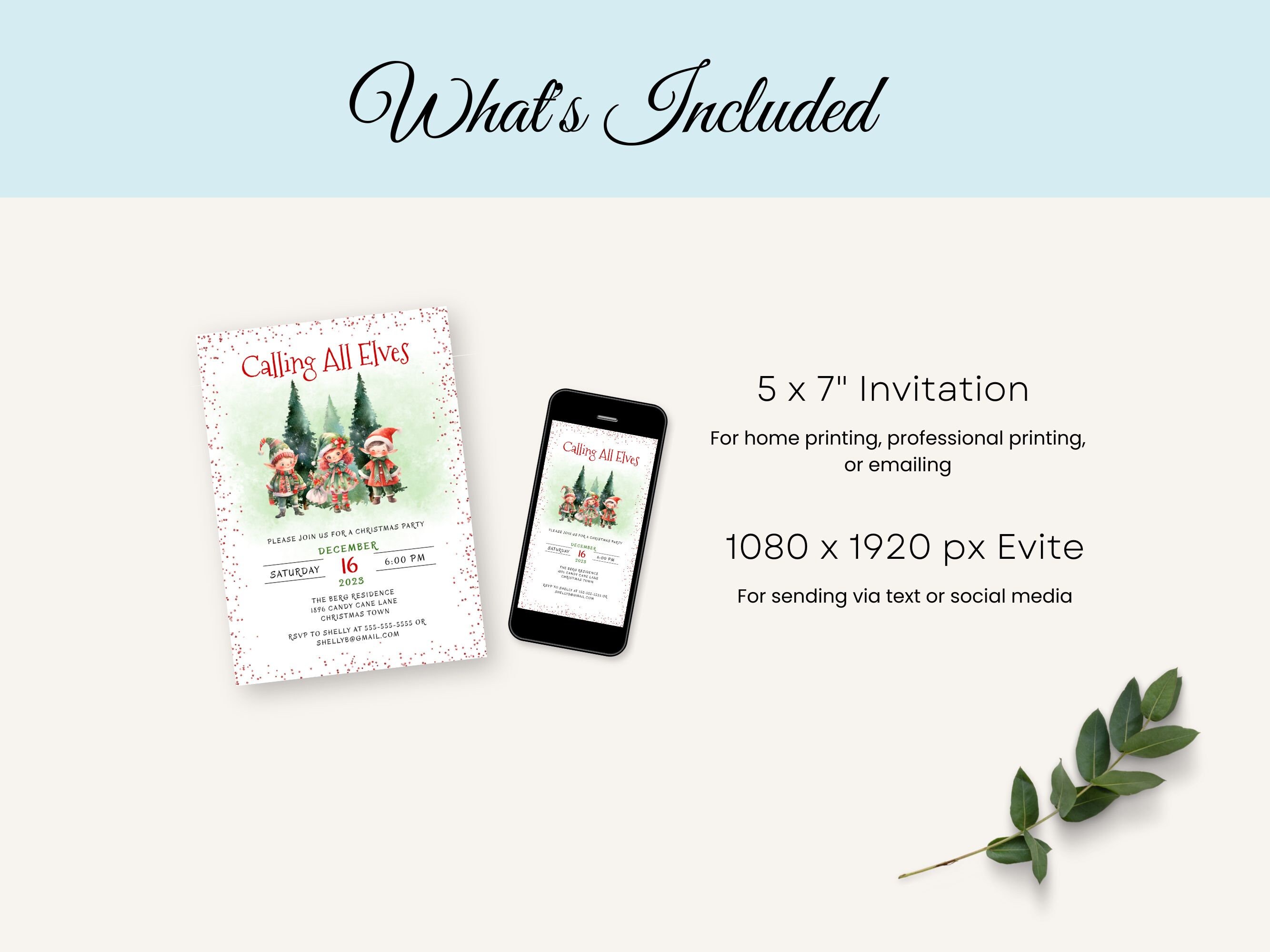 Editable Elf Party Invitation, Christmas Invite Template, Family Kids ...