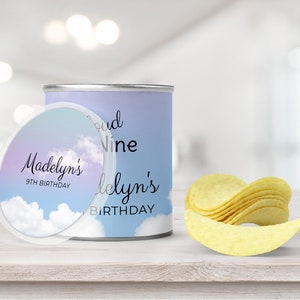 Cloud Nine Party Favor, Chip Can Wrapper, Chip Can Label, Mini Snack Can Wrapper, Cloud 9 Birthday Party Decor, INSTANT DOWNLOAD, BD19
