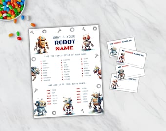 What's Your Robot Name Party Game & Name Tags, Boys Birthday Activity, Fun Name Generator, Printable Birthday Game, INSTANT DOWNLOAD, BD18