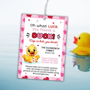 Valentines Cruise Duck Tags, bearbeitbare Cruising Duck Vorlage, individuell druckbare Rubber Duck Karte für Family Cruise Game, Instant Download S10