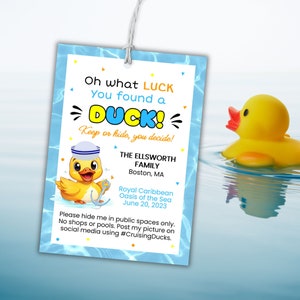 Cruise Duck Tag, Editable Cruising Duck Label, Printable Rubber Duck Tag For Family Cruise Game, You Found A Duck, Digital Download, S10