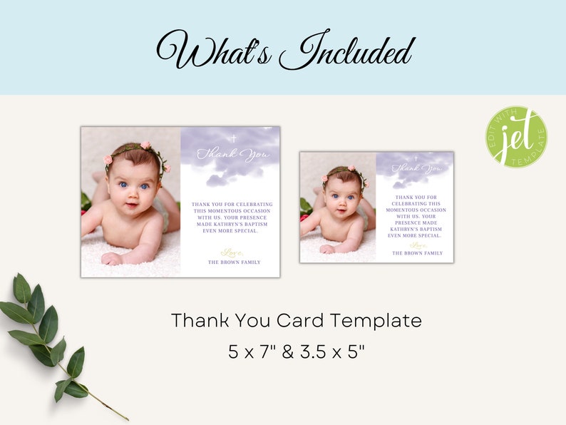 Baptism Thank You Card Template INSTANT DOWNLOAD Printable Etsy Canada