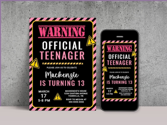 Warning Official Teenager 13th Birthday 13 Years Party Warning Official Teenager 13th Birthday 13 Years Party
