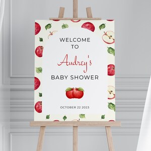 Apple Baby Shower Welcome Sign Template, Apple Of Our Eye, Apple Baby Shower Decor, Fall Baby Shower, Editable, INSTANT DOWNLOAD, BS18