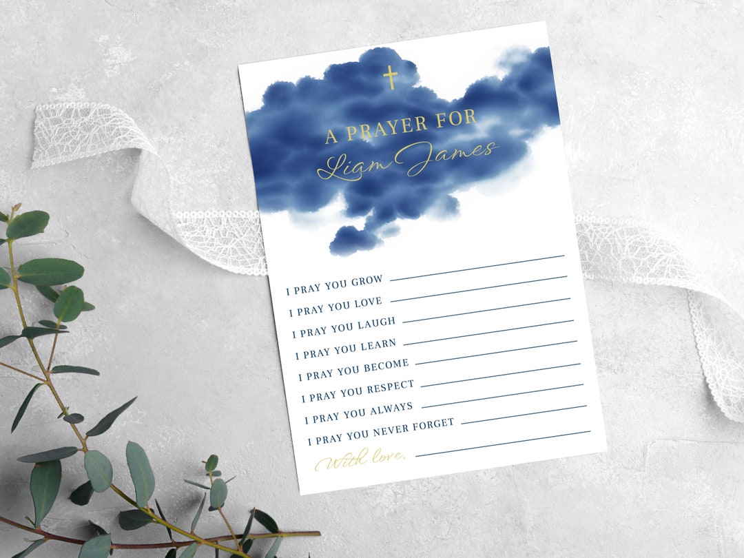 Baptism Prayer Card Template, INSTANT DOWNLOAD, Printable Christening ...