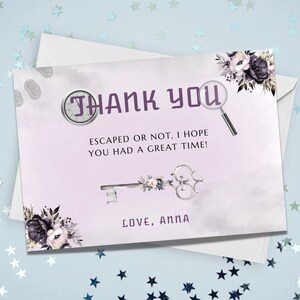Escape Room Danke Karte Bearbeitbare Mädchen Geburtstagsfeier Danke Hinweis Floral Teen Bday Favor Mystery Party DIY Druckbare Vorlage BD29