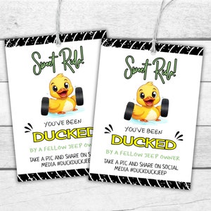 Bewerkbare Jeep Duck Tag, Je bent Ducked Tag, Afdrukbare Sweet Ride Jeep Owner Gift Label, Custom Rubber Duck Game, Instant Download, SO2