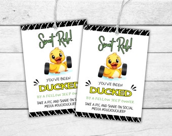 Editable Jeep Duck Tag, You've Been Ducked Tag, Printable Sweet Ride Jeep Owner Gift Label, Custom Rubber Duck Game, Instant Download, SO2