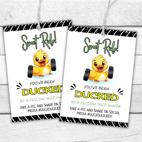 Editable Jeep Duck Tag, You've Been Ducked Tag, Printable Sweet Ride Jeep Owner Gift Label, Custom Rubber Duck Game, Instant Download, SO2
