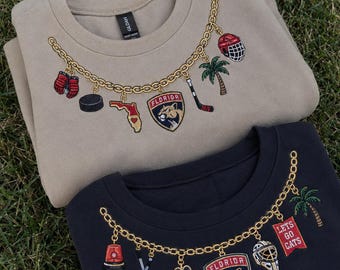 Florida hockey charm necklace crewneck sweatshirt