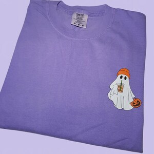 Comfort Colors® Сute Ghost Coffee Shirt, Сute Little Ghost Iced Coffee t-shirt, Boo Ghost Shirt, Ghost Coffee Shirt, Halloween Coffee Lovers