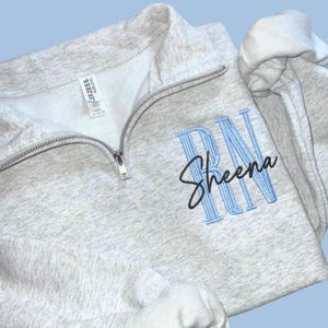 Personalized Nurse Quarter Zip Sweatshirt, Embroidered Nurse Sweatshirt, Personalized Sweater, RN Graduation Gift, New Nurse Gift, RN Grad