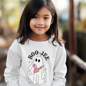 Youth Boojee Ghost Sweatshirt: Halloween Cotton-Blend Pullover