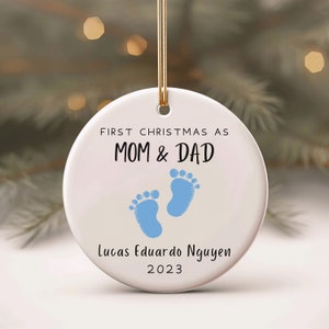 New Mom Ornament, New Dad Ornament, New Parents Christmas Ornaments, Expecting Parents Keepsake, Personalized Christmas Ornaments for Couple