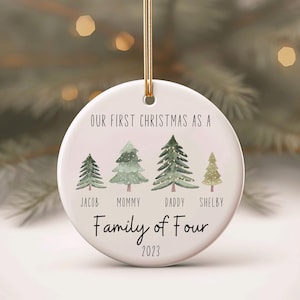 First Christmas as a Family of Four Christmas Ornament, Mom and Dad Ornament, Family of Four 2024, Family Holiday Gifts, Family with Kids
