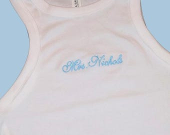 Embroidered Wifey Material Tank Top: Bridal Shower Gift