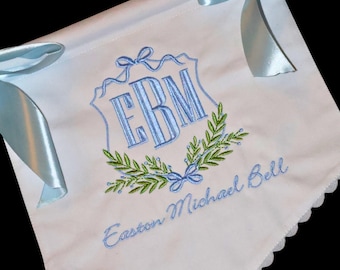 Custom Baby Name Banner Floral Crest, Hospital Door Sign, Baby Shower Decor, Nursery Wall Hanging, Newborn Announcement Sign