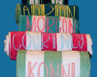 Custom Embroidered Beach Towel with Name, Personalized Beach Towel, Cabana Pool Towel, Monogram Towel, Summer Gift, Vacation Towel