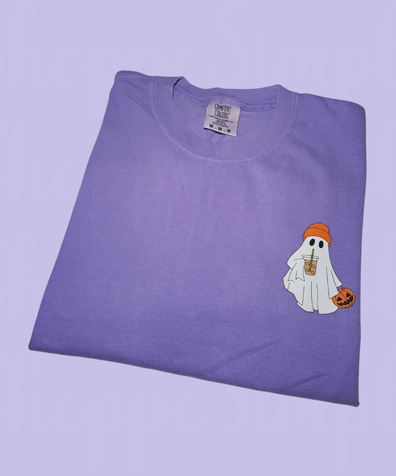 Comfort Colors® Сute Ghost Coffee Shirt, Сute Little Ghost Iced Coffee t-shirt, Boo Ghost Shirt, Ghost Coffee Shirt, Halloween Coffee Lovers