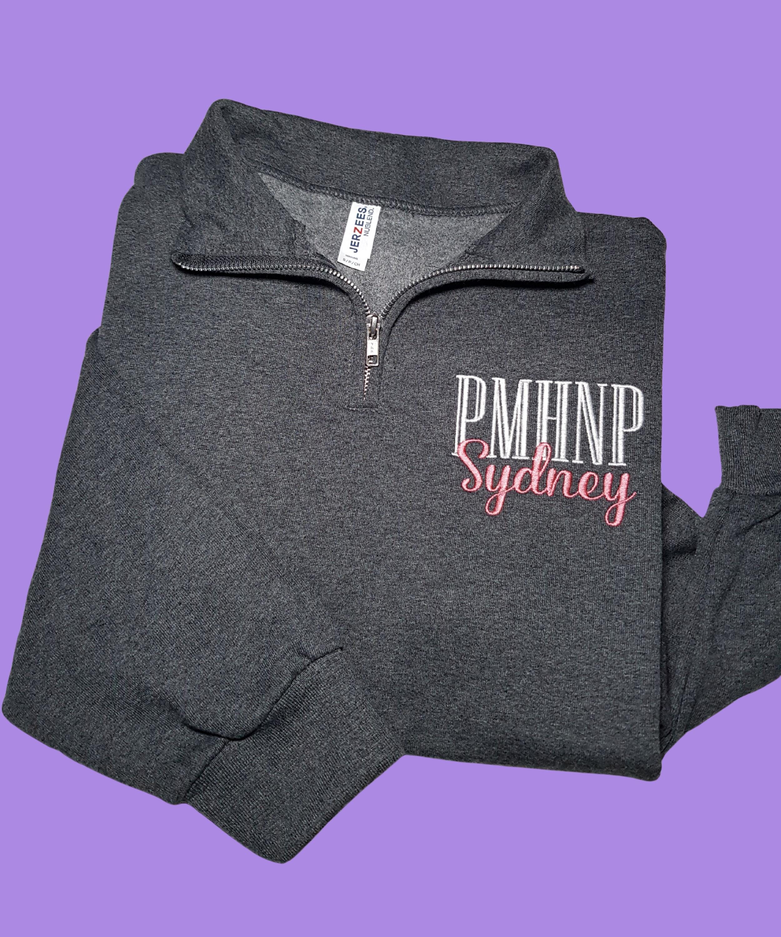 Psych Sweaters Custom PMHNP Quarter Zip Sweater, Embroidered Psychiatric Nurse ...