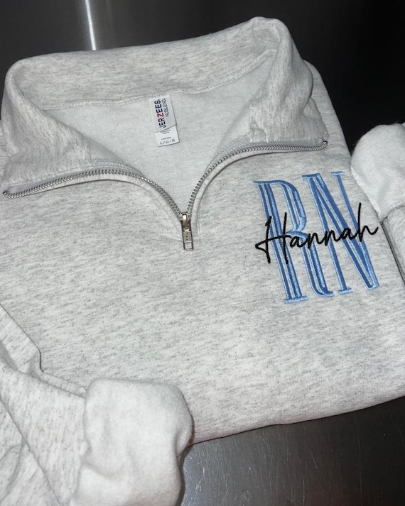 Personalized Nurse Quarter Zip Sweatshirt, Embroidered RN Graduation Gift, Custom Nurse Sweater, New Nurse Gift, Personalized RN Gift