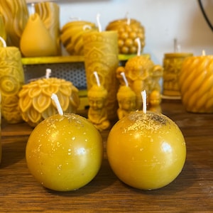 Candela sfera con polvere d'oro (4 con scatolina)