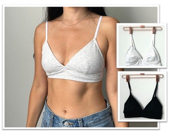 Cotton bralette seamless daily sports bra with no pads no wire no hooks triangle pullover t-shirt bra