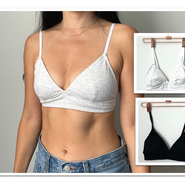 Cotton bralette seamless daily sports bra with no pads no wire no hooks triangle pullover t-shirt bra