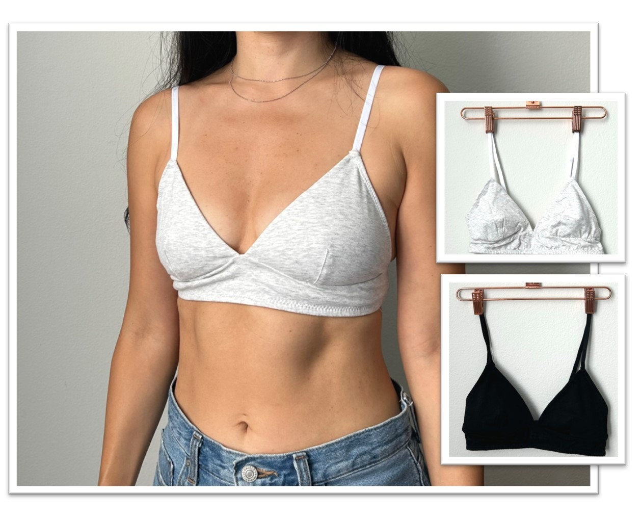 Basic deep V seamless bralette for small chest with thicker pads no wire no  hook 
