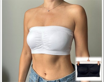 Basic bandeau bralette with with removable pads tube bra top