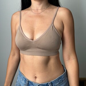 Daily basic thicker removable padded seamless triangle bralette for small chest wireless no hook sports bra top image 5