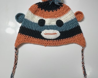 Gorro de mono de calcetín de ganchillo