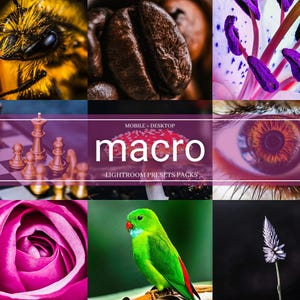 MACRO / 14 preset Lightroom per dispositivi mobili e desktop, filtri ravvicinati nitidi e dettagliati, migliora texture e profondità, foto di prodotti e natura