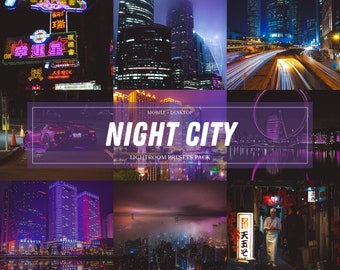 10 Night City Lightroom Presets | Urban Photo Filters for Vibrant Street & City Lights | Cinematic Mood Edits and Blogger Tools