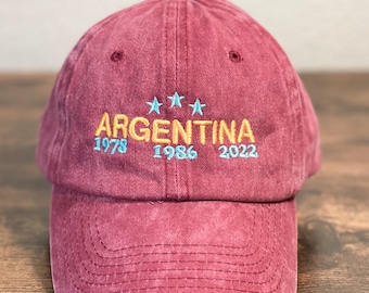 Washed embroidery Argentina dad cap world cup