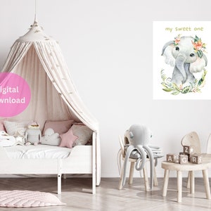 Baby&#39;s room decoration. Baby elephant, My sweet one.