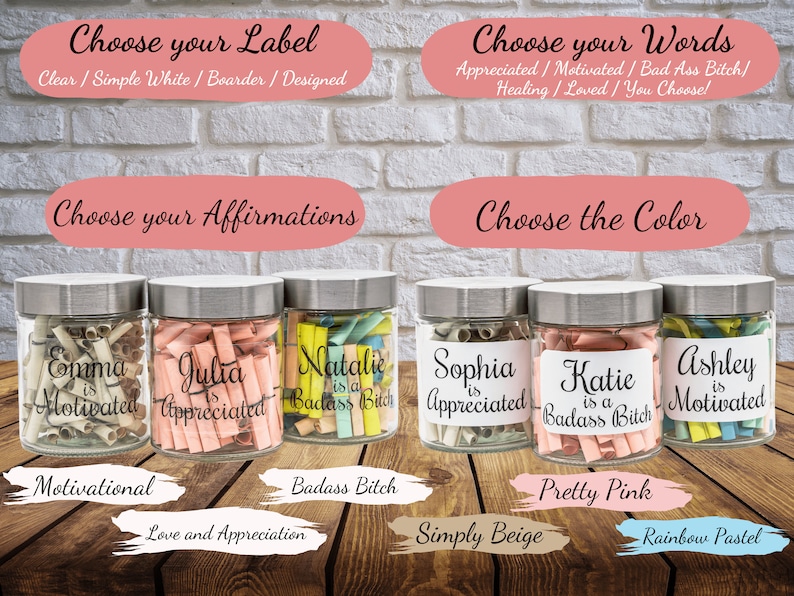 Motivational Affirmation Jar- 60 Affirmations for Daily Motivation ...
