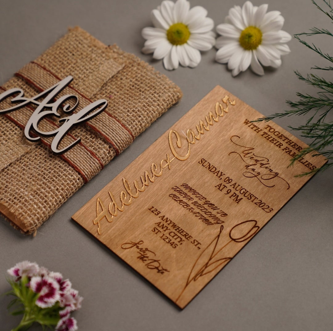 Handmade Luxury Rustic Wooden Wedding Invitation With a Burlap - Etsy ...