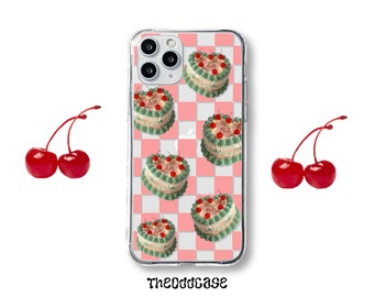Kitsch Cakes Phone case • Y2K Green and Pink Clear case • Weirdcore Coquette Cottagecore Cake phonecase iPhone 15 X XR XS SE 11 12 Pro 13