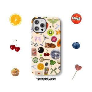 Coquette Collage Iphone case • Vintage Summer vibes Aesthetic • Trendy 8 Ball Cherry Martini phone case • Scrapbook Case • Y2K Fashion •