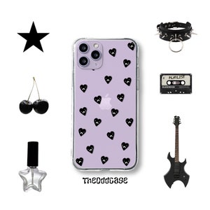 Sad hearts phone case • Y2K Asthetic 2000s Emo • Minimalist Alt fashion case • Grunge Goth Alternative • iPhone 15 X XR XS SE 11 12 Pro 13