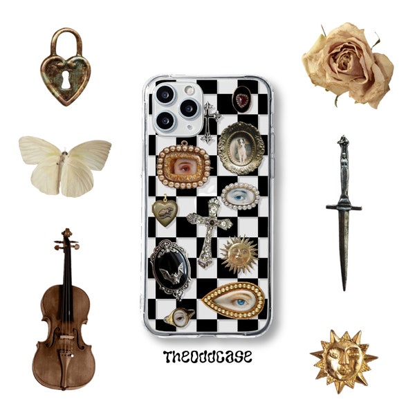Gothic Collage Phone case • Witchy Goth Aesthetic • Baroque Art Alt fashion • Grunge Fairy Clear case • iPhone 15 X XR XS SE 11 12 Pro 13