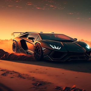 Lamborghini Desert Art, Digital Art, Wallpaper