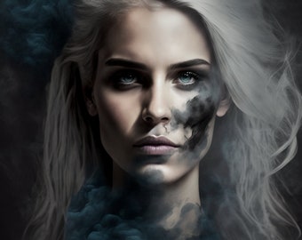Woman with smoke for Hair, Smoke and Mirrors, Smoke Art, Digital Art