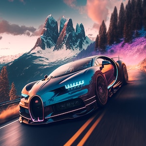 Bugatti Digital Art, Wallpaper, Digital Download