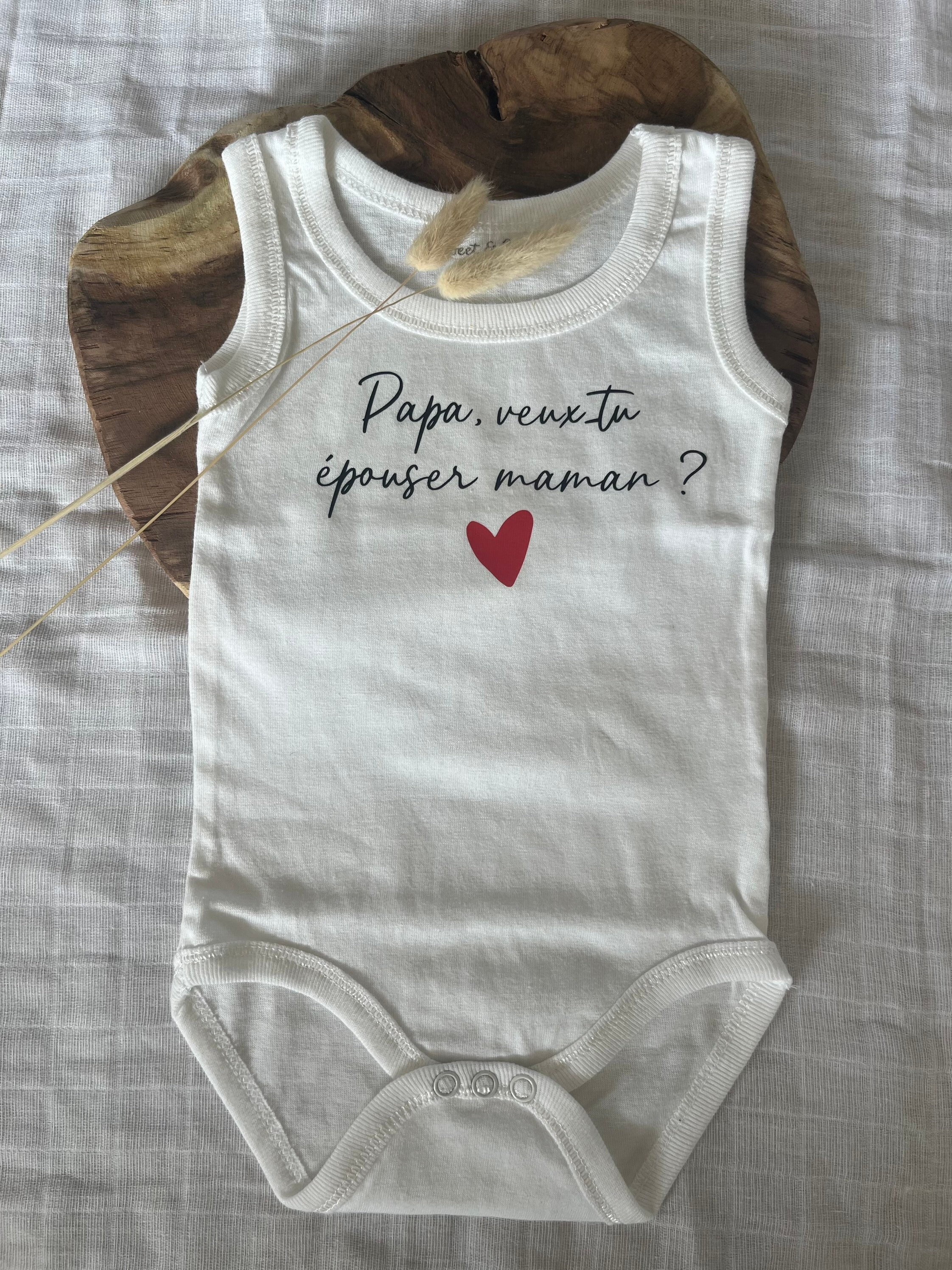 Body Bébé Manches Longues 100% Coton - "Papa Veux-tu épouser Maman ?" | Tailles 3 à 18 Mois, Fabriqué En Provence