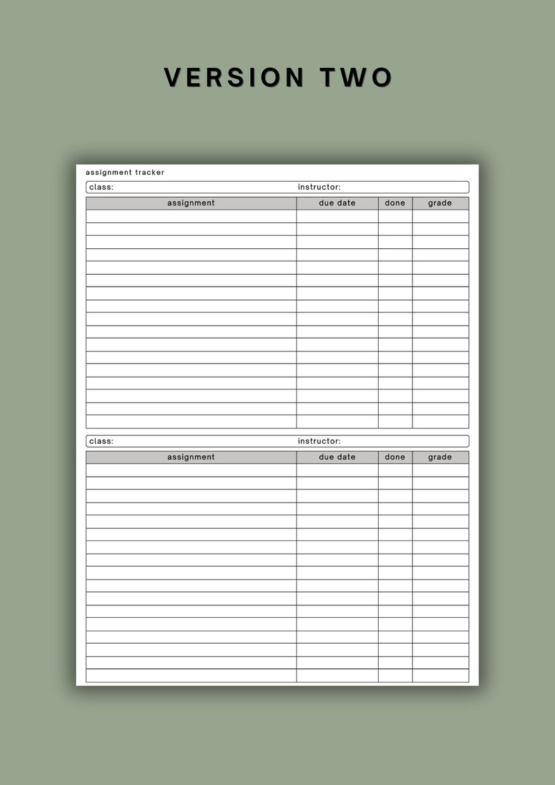 Assignment Tracker Printable Assignment Planner Student Assignment ...