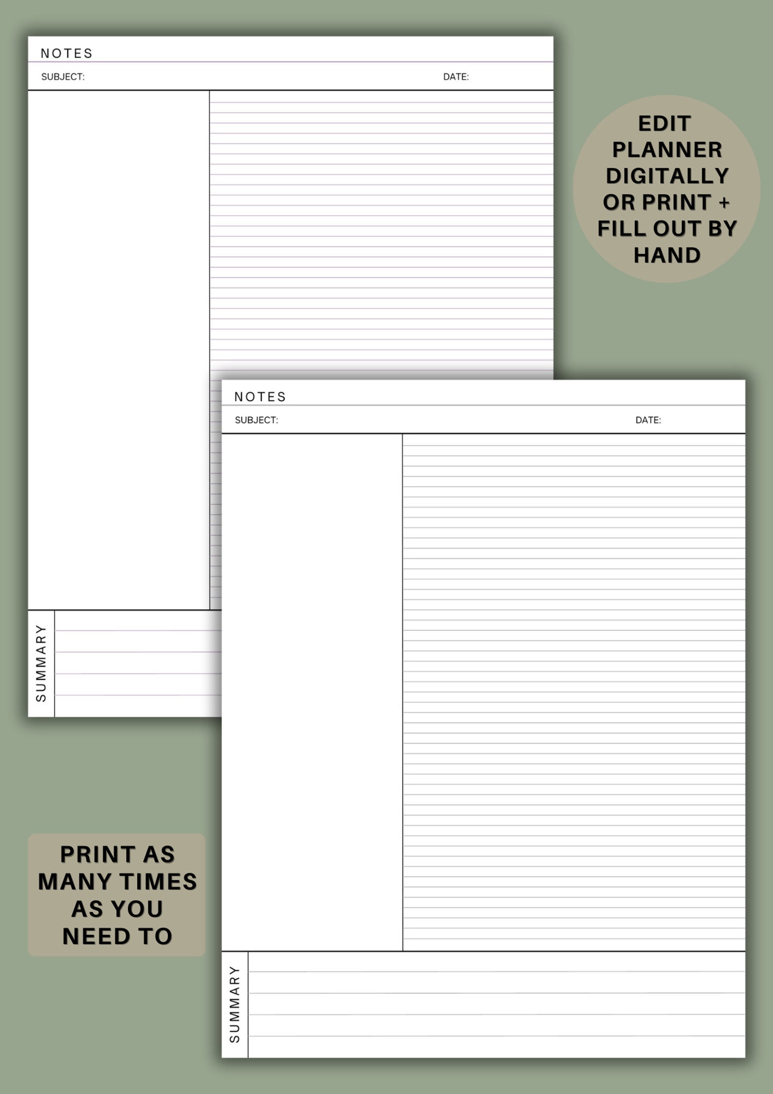 Printable Cornell Notes Template | Ruled Paper for Note Taking ...