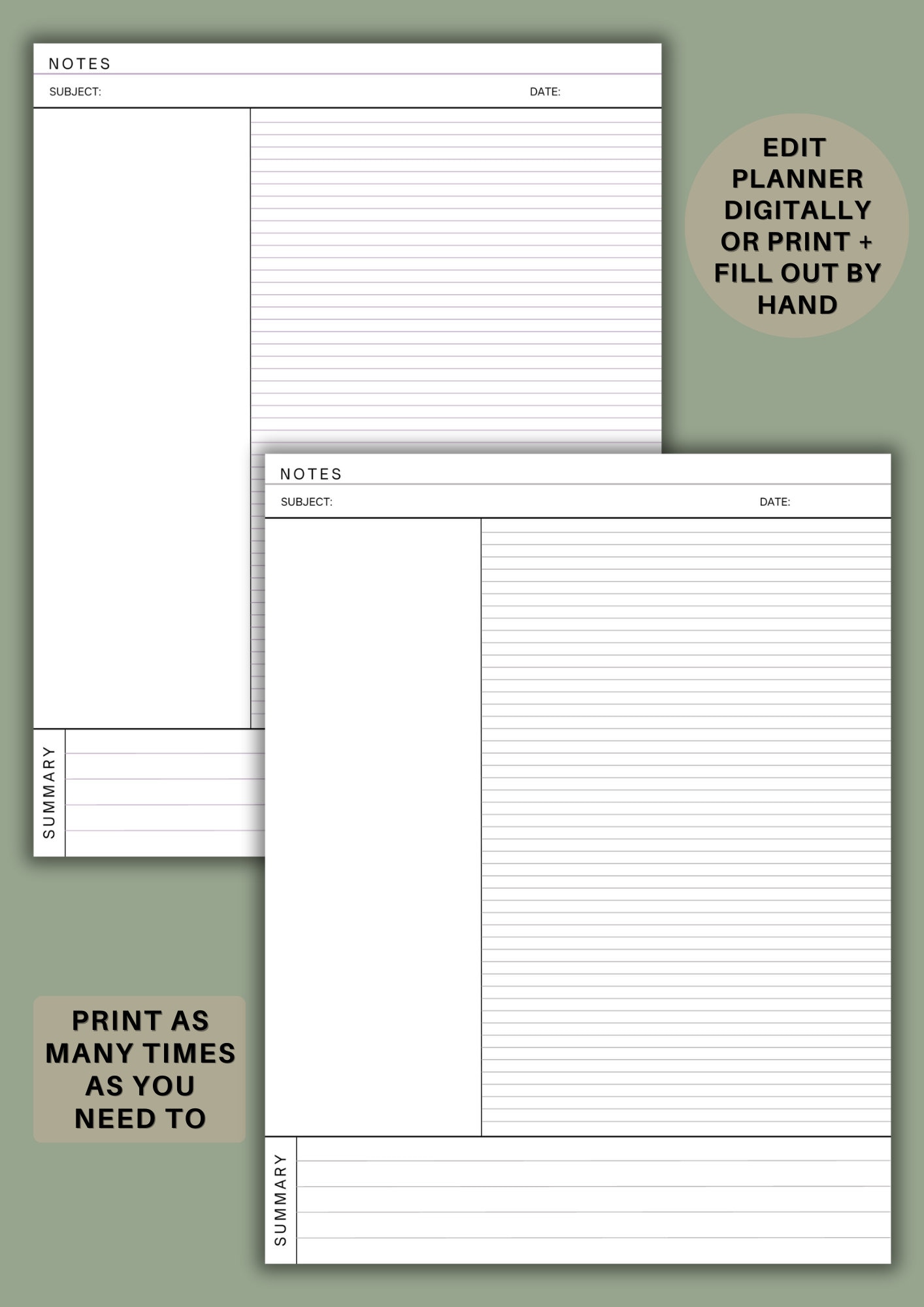 Printable Cornell Notes Template | Ruled Paper for Note Taking ...