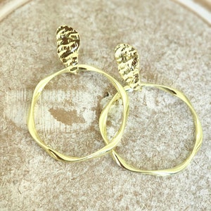 Hoop Earrings | Irregular Shape | Statement Jewelry | Wave circle earrings | Gold abstract Jewelry